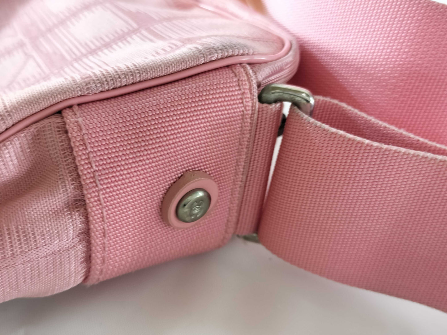 CHANEL New Travel Line Leather x Nylon Shoulder Bag