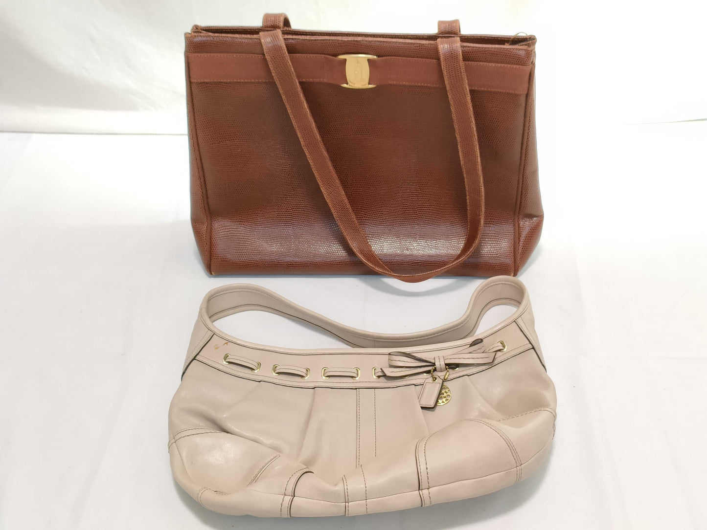 Salvatore Ferragamo Vara Coach Leather Bag Set Tote Bag