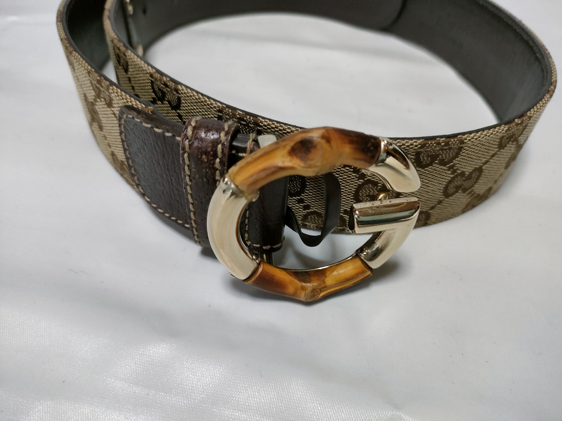 GUCCI 138456 1476 85 34/Belt/Jacquard x Leather Belt