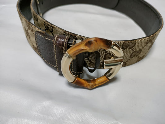 GUCCI 138456 1476 85 34/Belt/Jacquard x Leather Belt