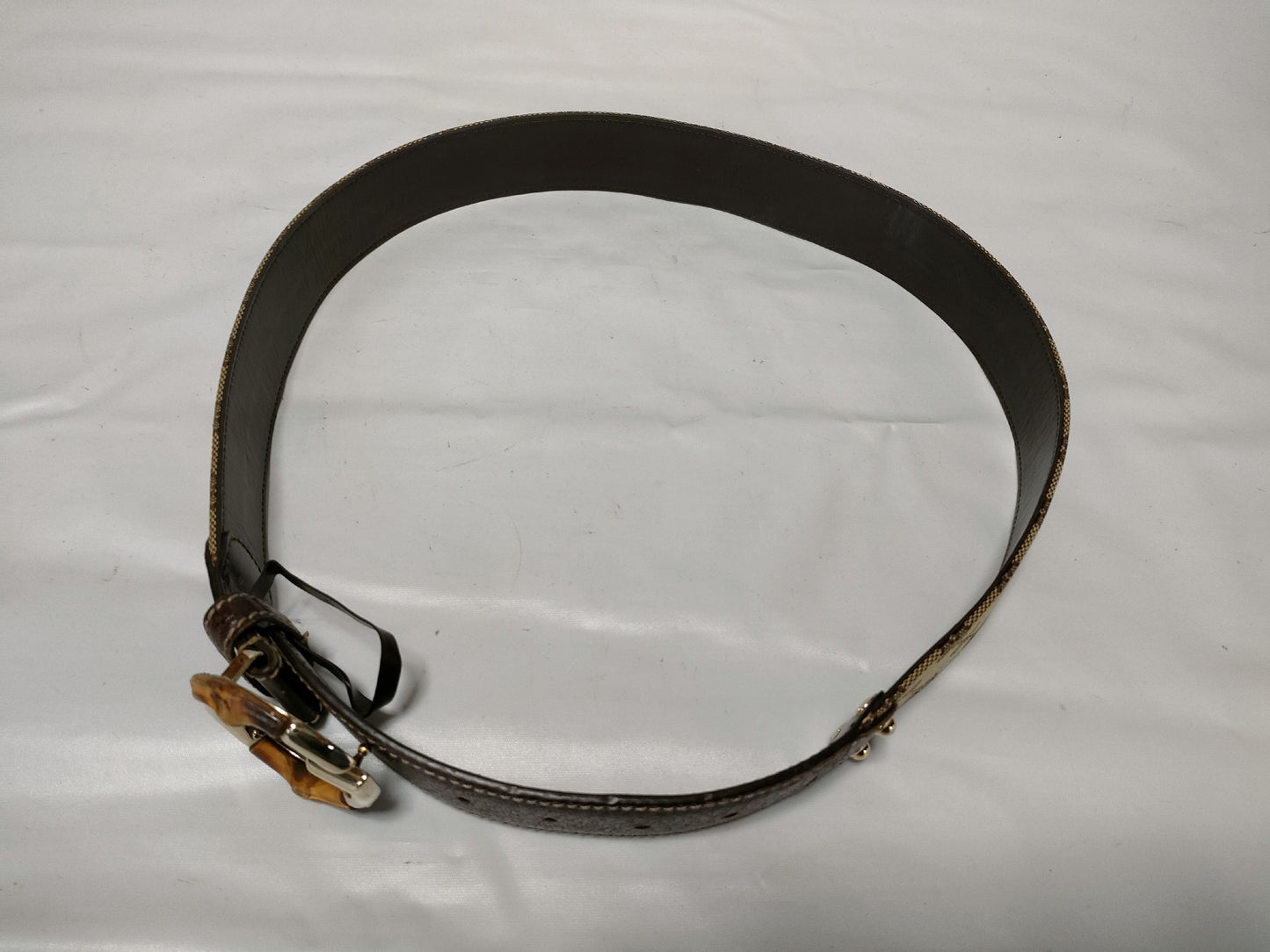 GUCCI 138456 1476 85 34/Belt/Jacquard x Leather Belt