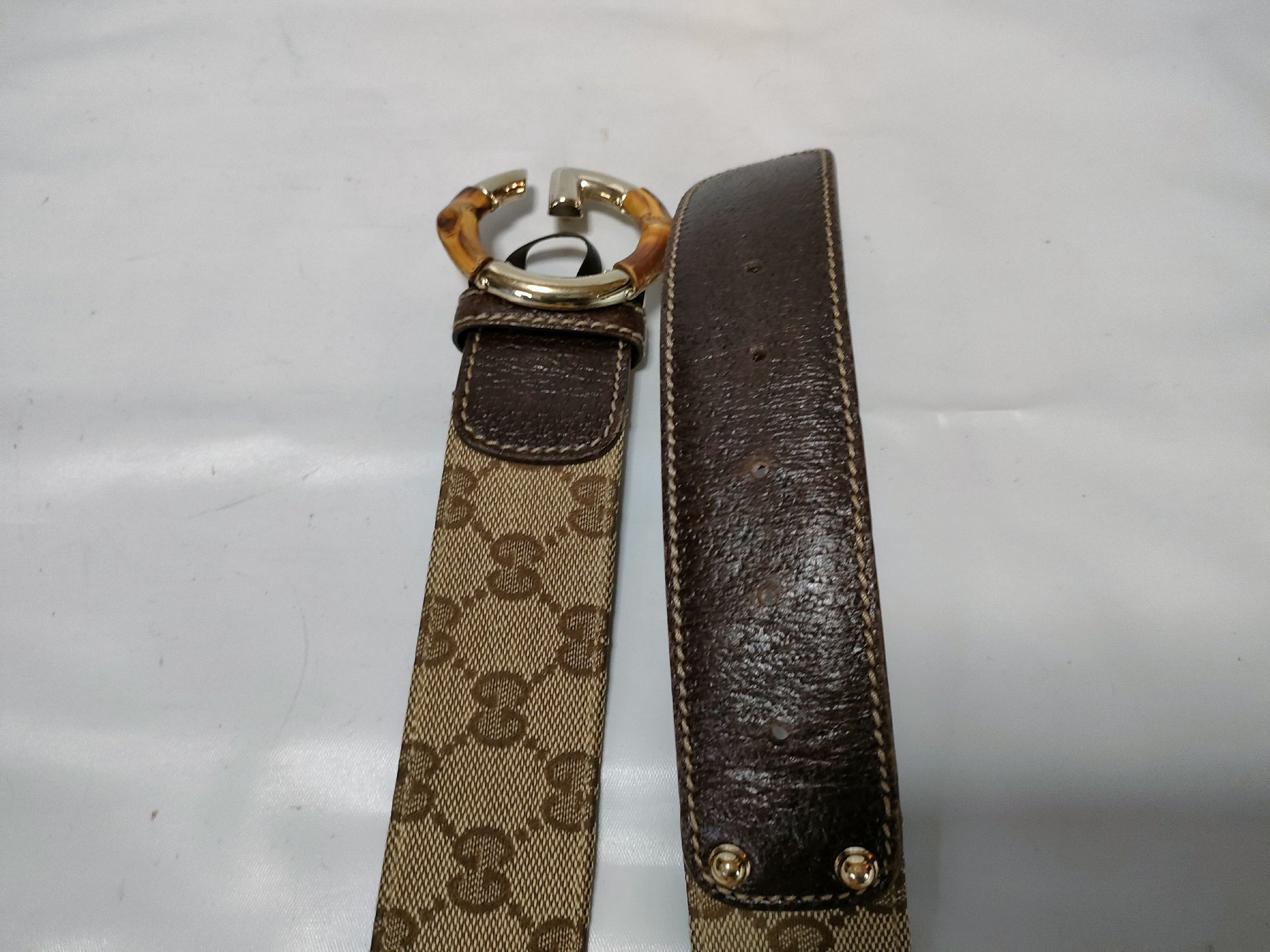 GUCCI 138456 1476 85 34/Belt/Jacquard x Leather Belt