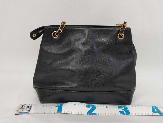 CHANEL Caviar Skin Chain Tote Bag, Deca Coco, No. 2, Shoulder Bag