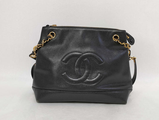 CHANEL Caviar Skin Chain Tote Bag, Deca Coco, No. 2, Shoulder Bag