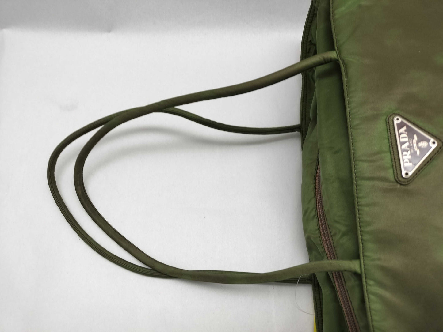 PRADA Nylon Shoulder Bag Khaki Tote Bag