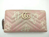 GUCCI Pink Long Wallet with GG Marmont Star Pattern