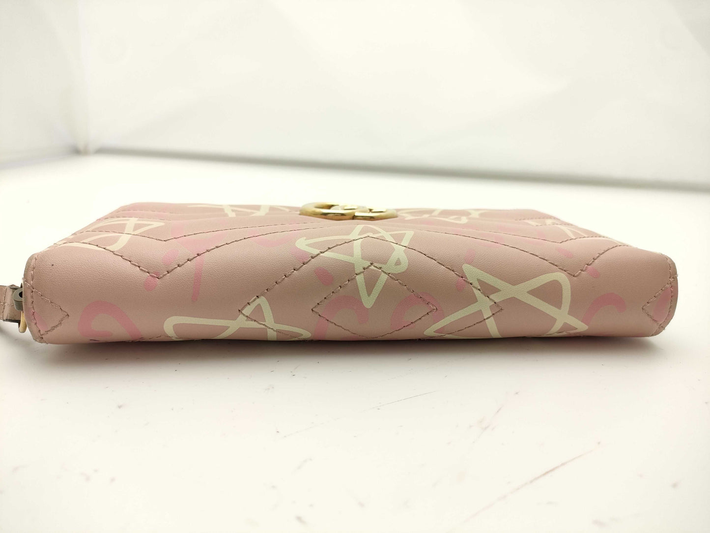GUCCI Pink Long Wallet with GG Marmont Star Pattern