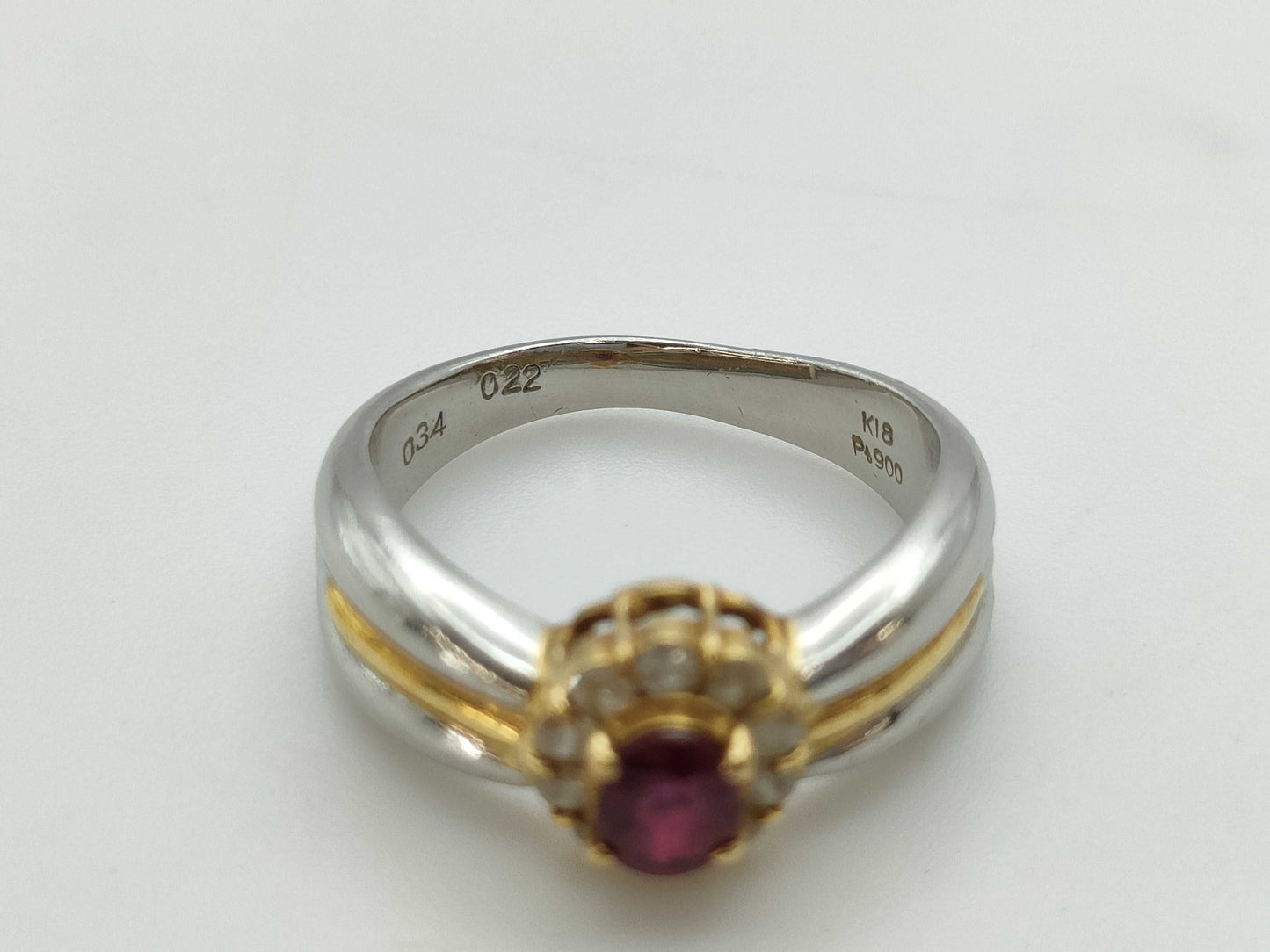 R0.34ct D0.22ct PT900/K18 6.1g Ring
