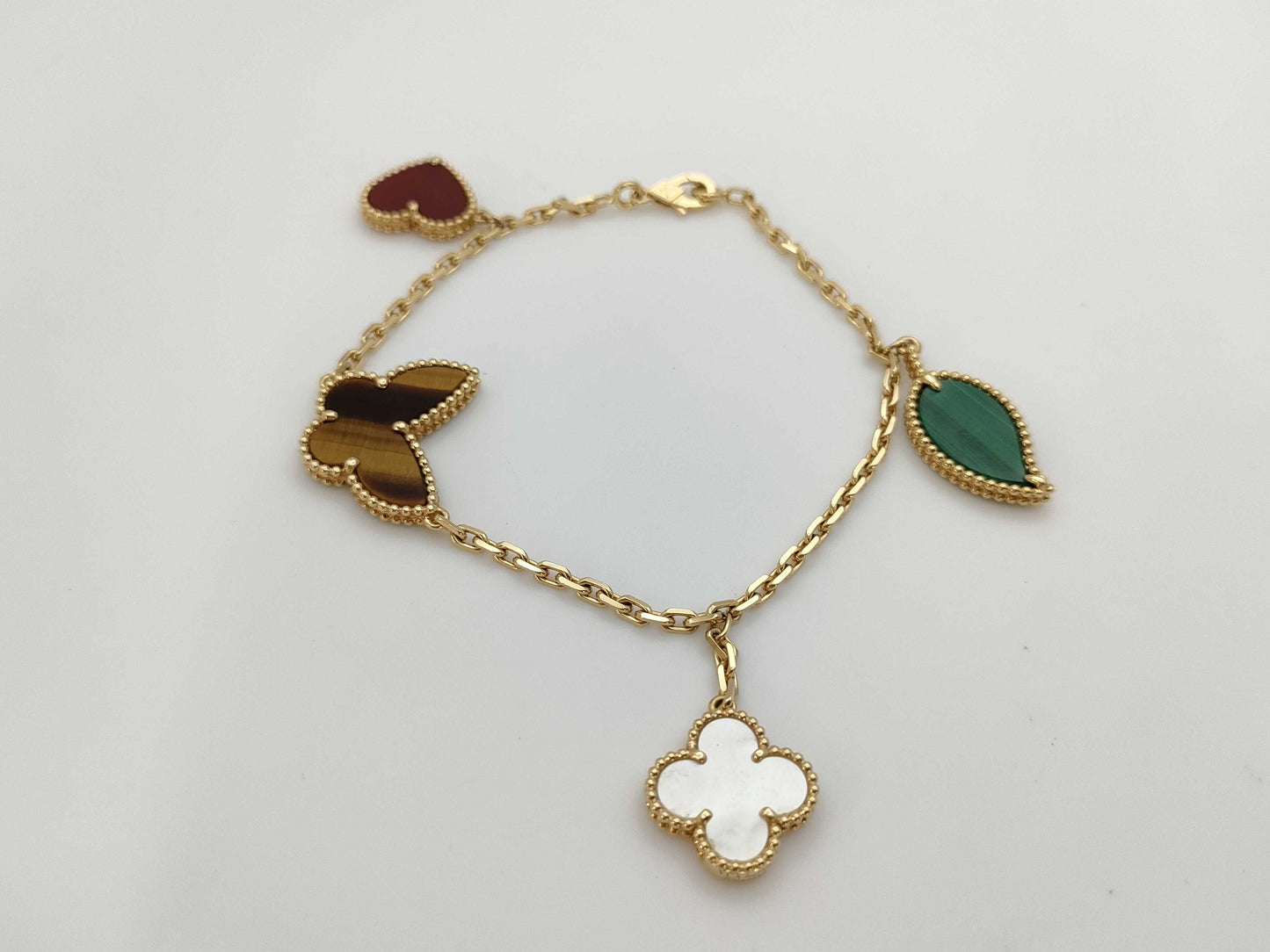 Van Cleef&Arpels Lucky Alhambra Multi 4P Motif YG Au750 13.2g Bracelet Bangle