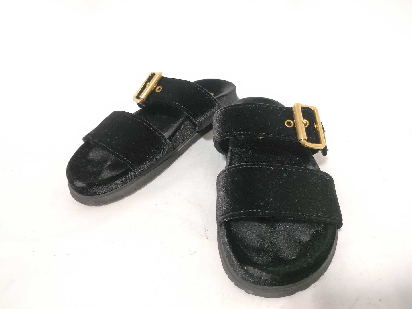 PRADA Suede Triangle Plate Black Sandals