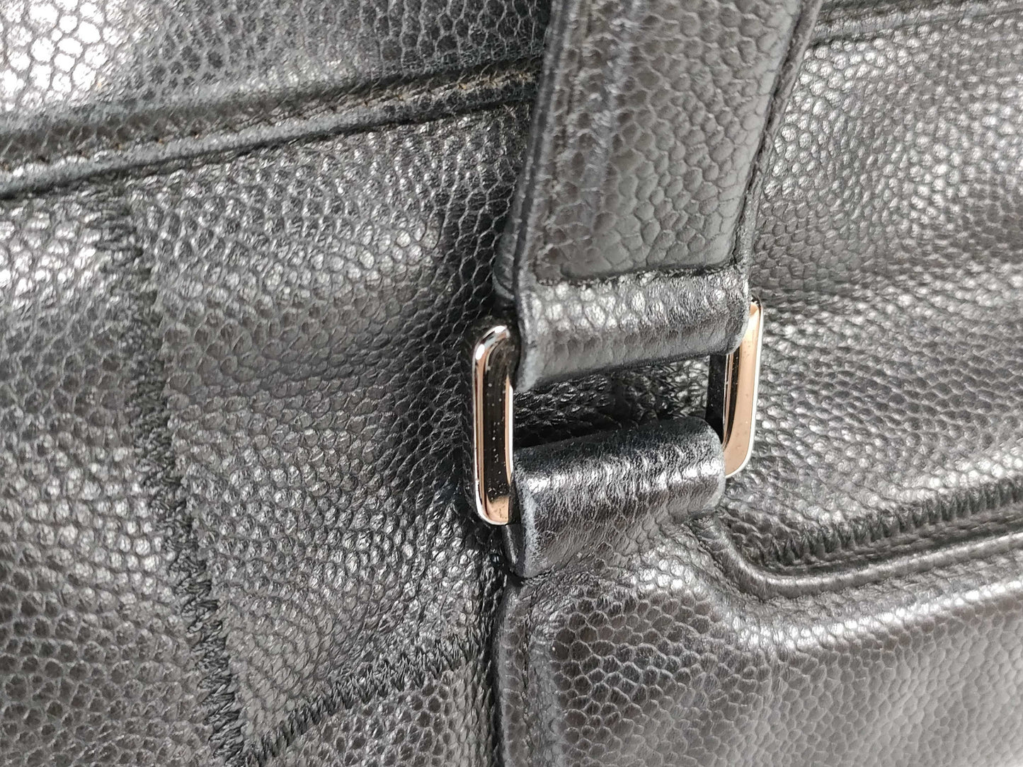 CHANEL Chocobar Caviar Skin Logo Shoulder Bag