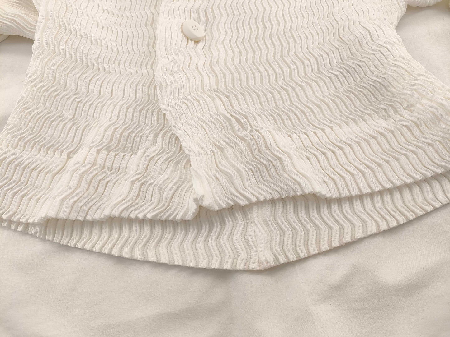 ISSEY MIYAKE Pleated Cardigan White Cardigan