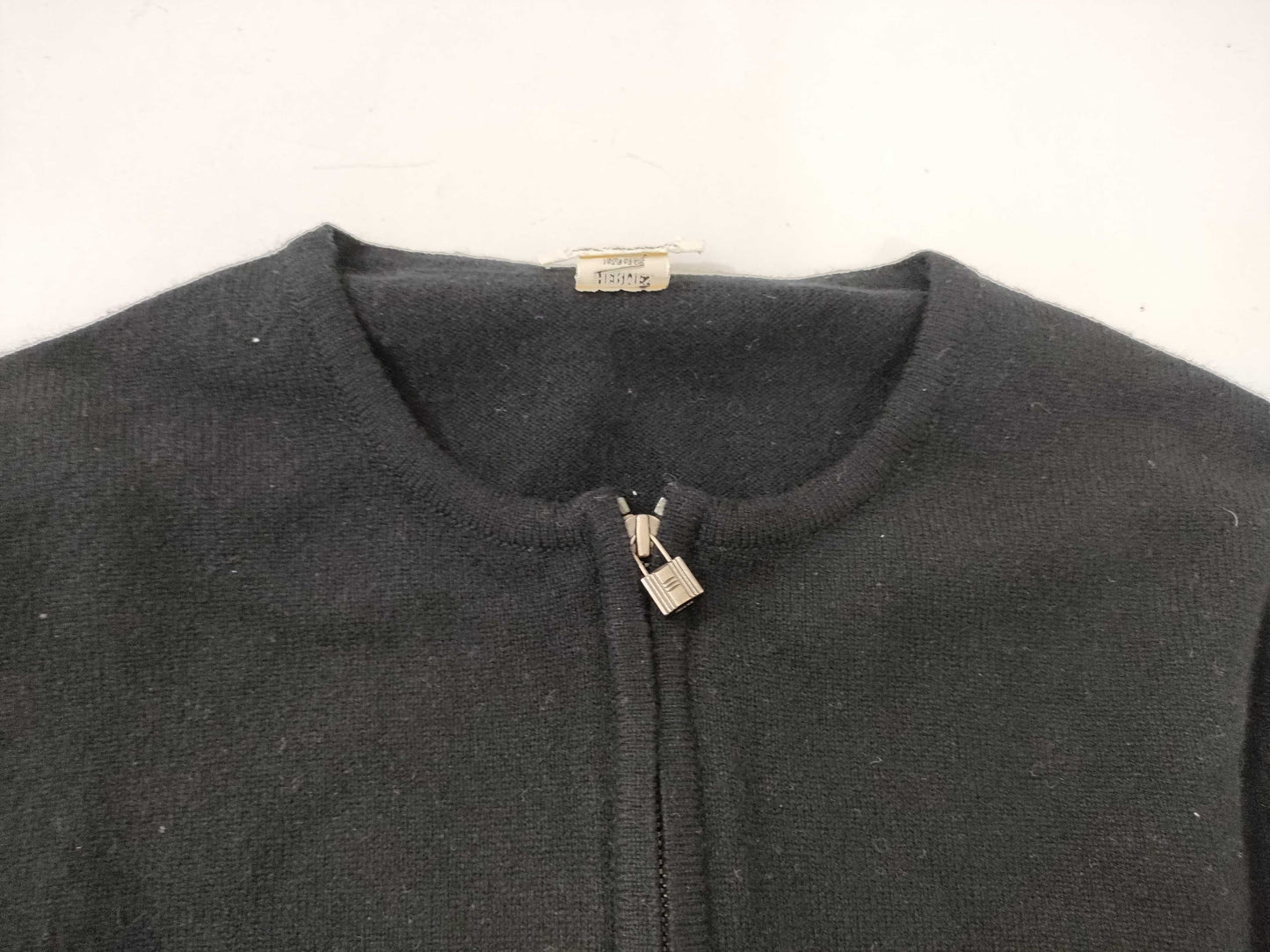 HERMES Knit Cadena Zip Black Top