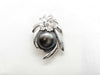 Semi-Round Black South Sea Pearl, Diameter: Approx. 14.7mm, D0.11ct, PT900, 13.8g, Pendant Top