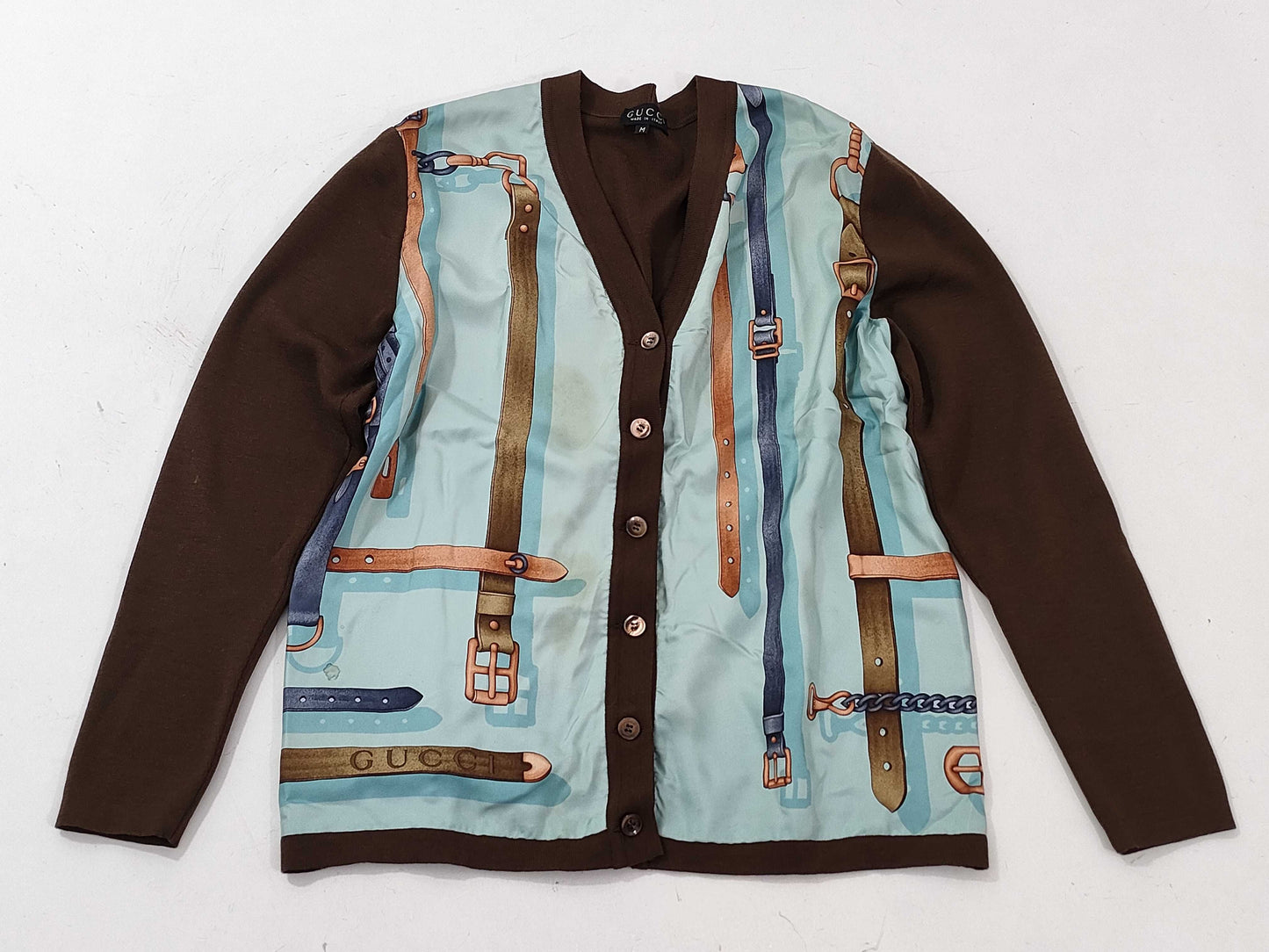 GUCCI Knit Cardigan x Silk with Stain