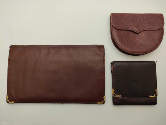 Cartier Billfold and Coin Case Set of 3 Wallets