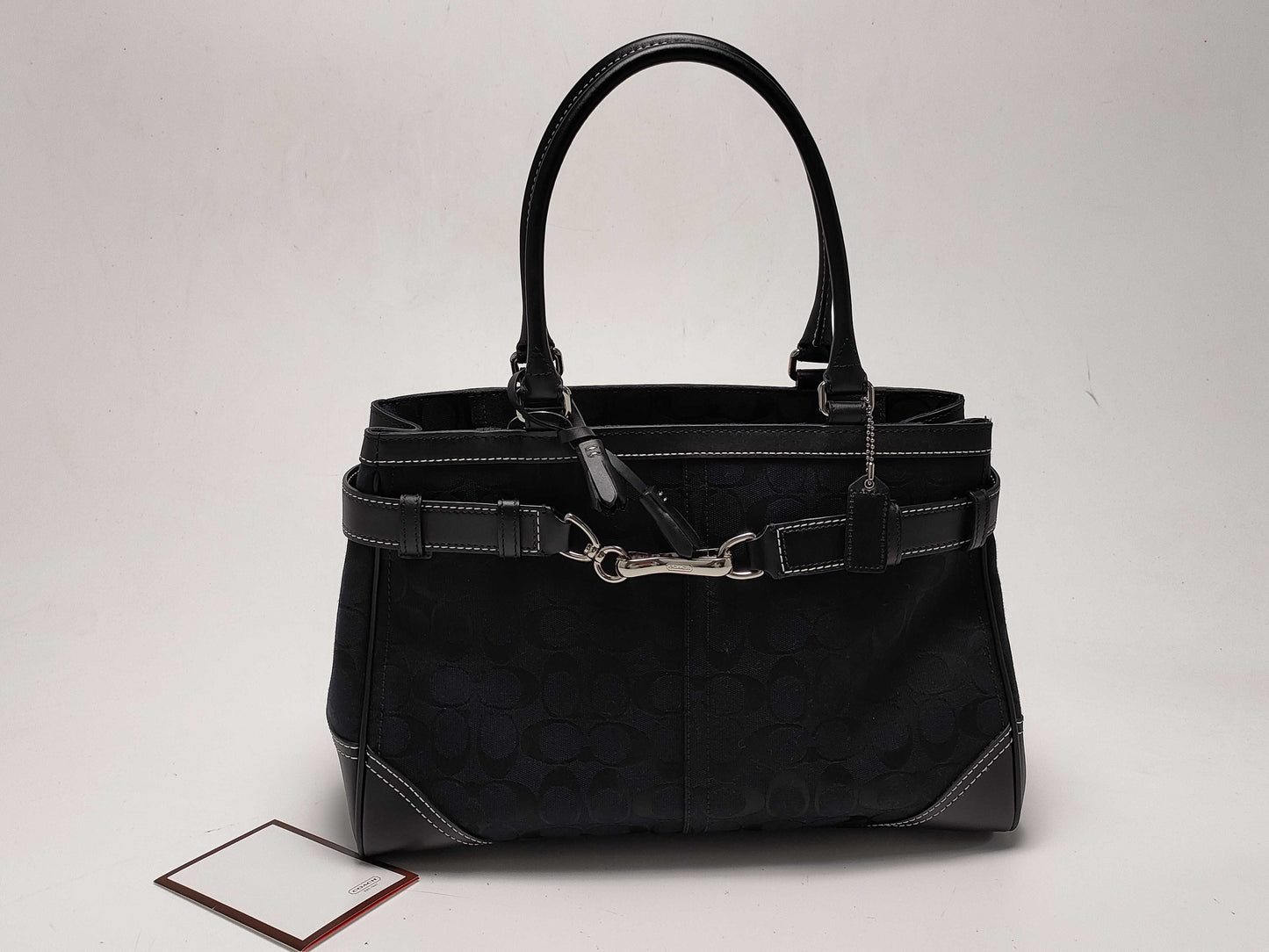 COACH Signature Canvas and Leather Handbag, Black