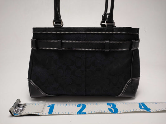 COACH Signature Canvas and Leather Handbag, Black
