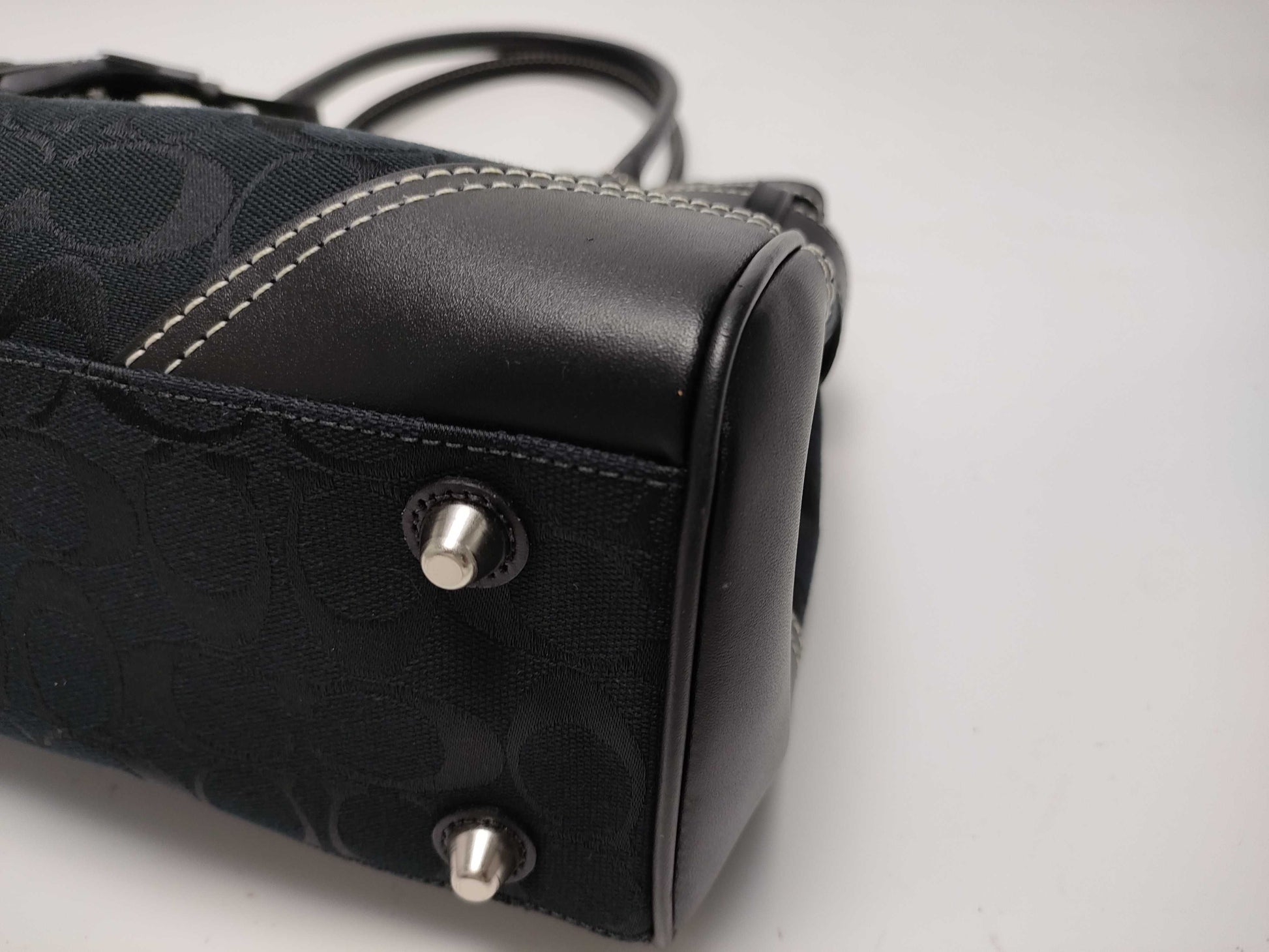 COACH Signature Canvas and Leather Handbag, Black