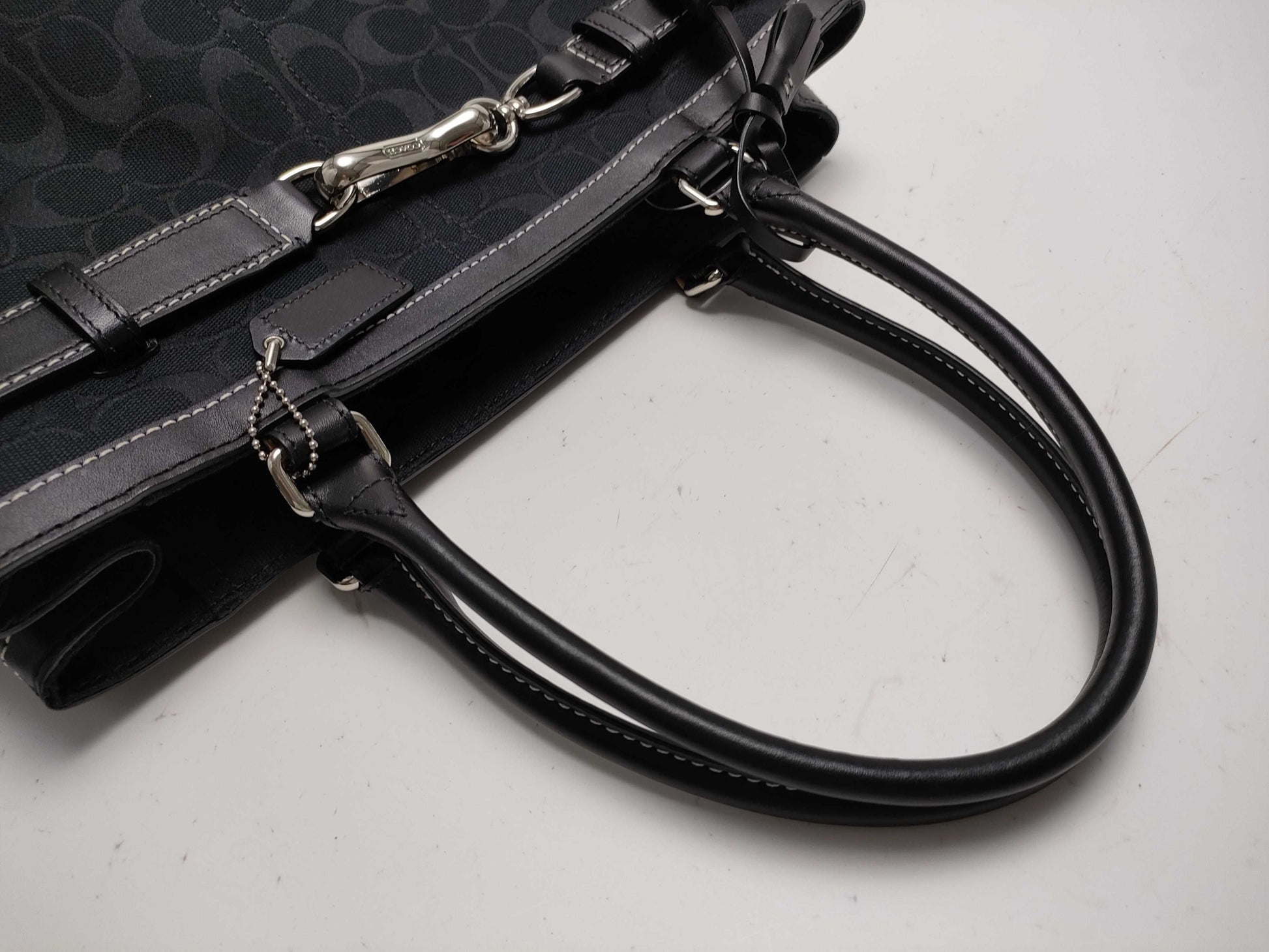 COACH Signature Canvas and Leather Handbag, Black