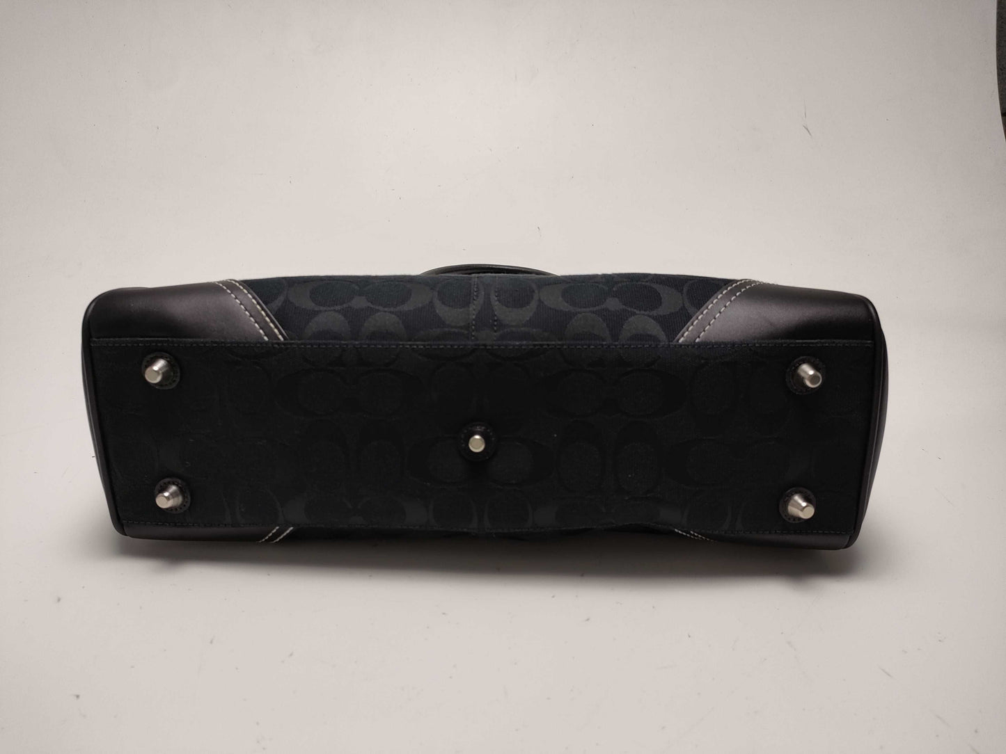 COACH Signature Canvas and Leather Handbag, Black