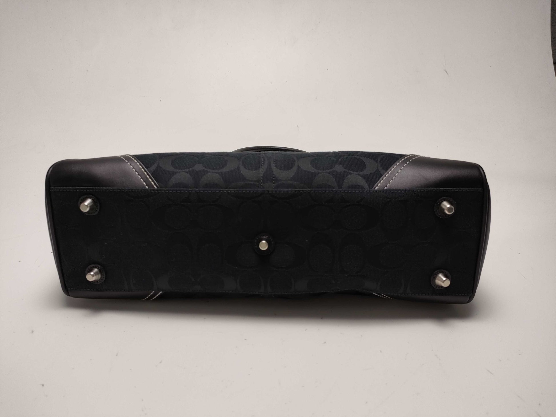 COACH Signature Canvas and Leather Handbag, Black