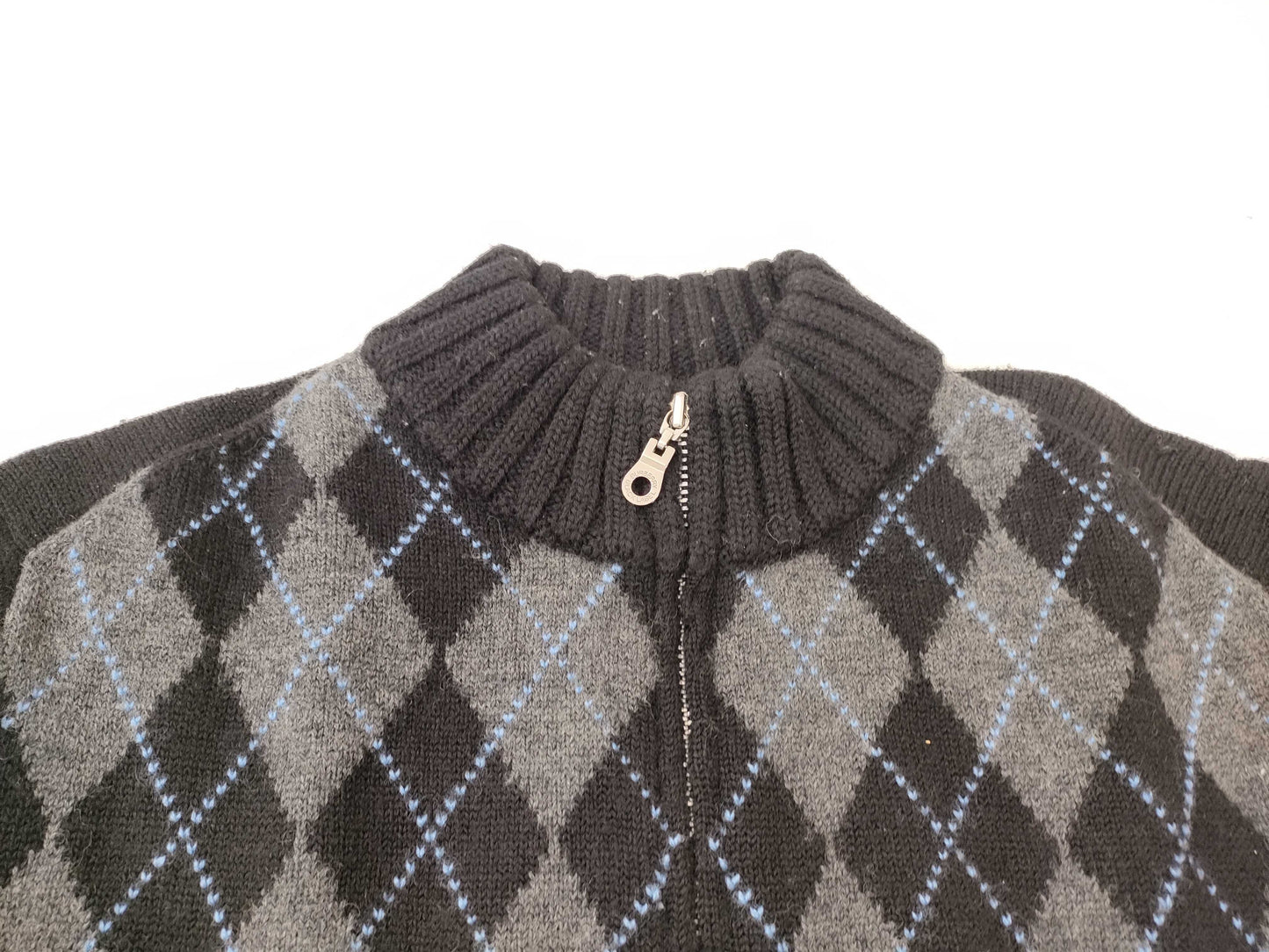 BURBERRY BLACK LABEL Diamond Print Zip-Up Knit Jacket