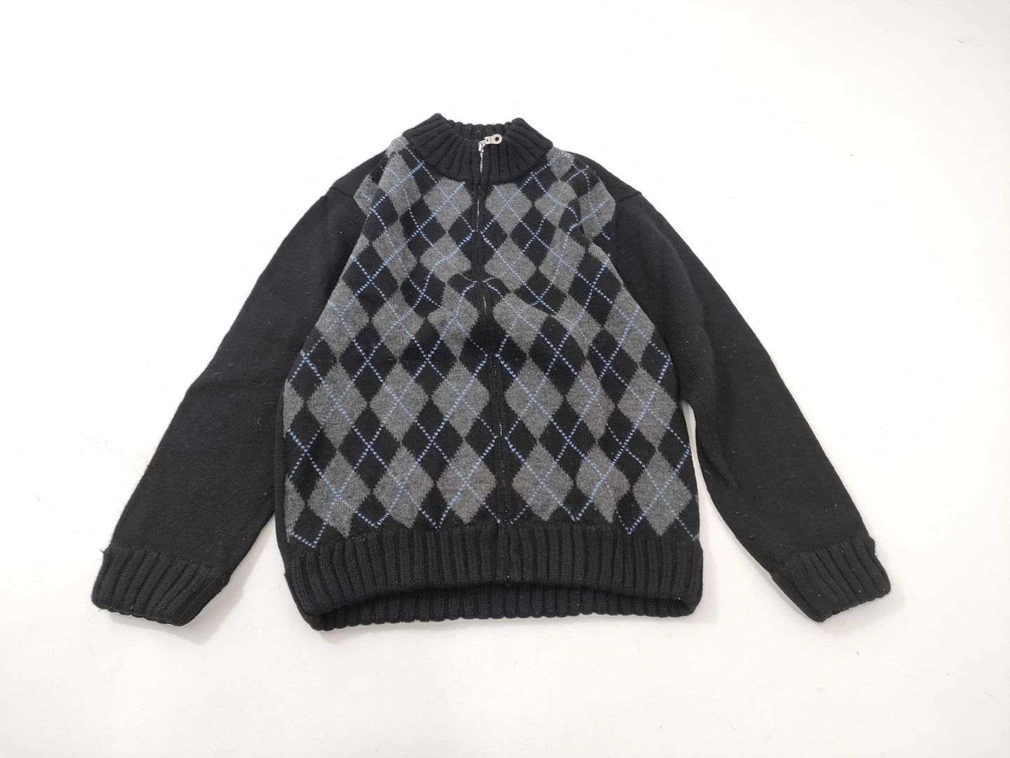 BURBERRY BLACK LABEL Diamond Print Zip-Up Knit Jacket