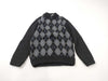 BURBERRY BLACK LABEL Diamond Print Zip-Up Knit Jacket