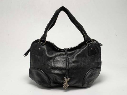 CELINE Leather Tote Shoulder Bag with Crown Charm