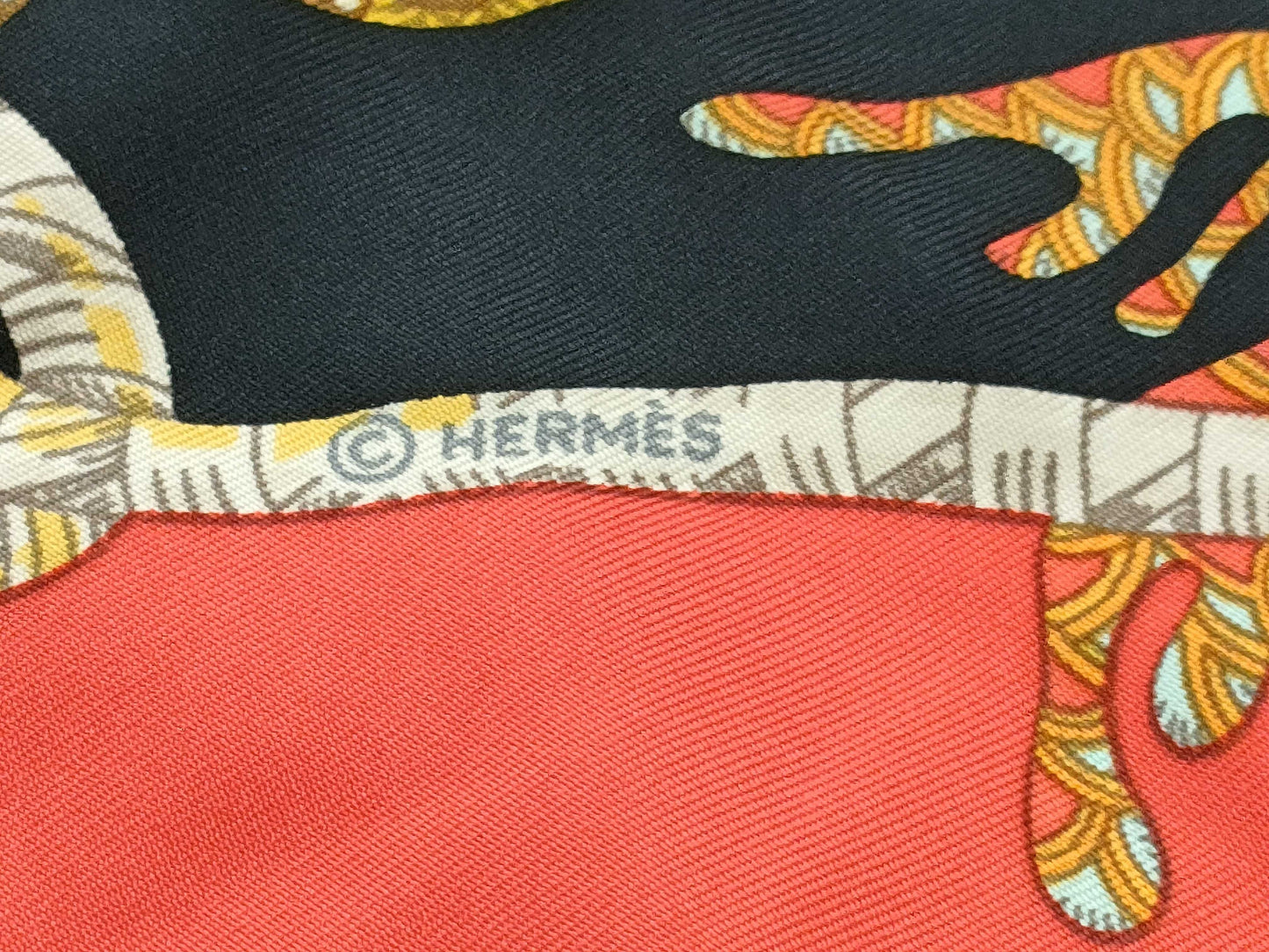 HERMES Carre Deep Sea Fish Red Scarf