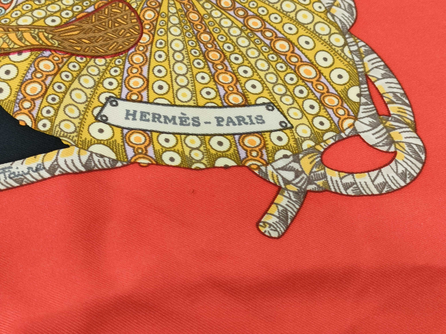 HERMES Carre Deep Sea Fish Red Scarf