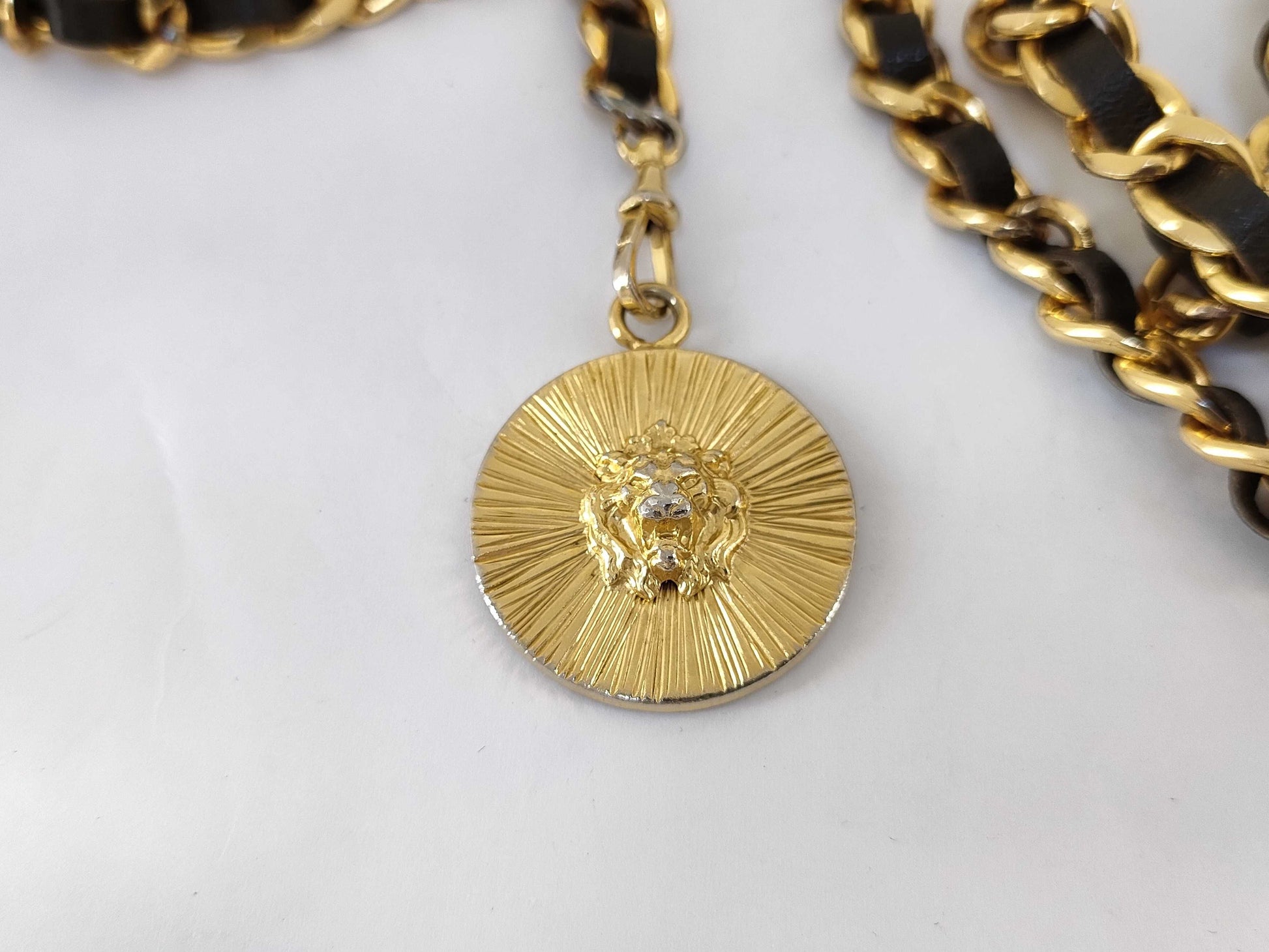CHANEL Chain Belt Lion Motif Triple Belt