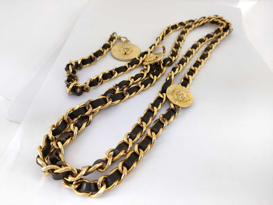 CHANEL Chain Belt Lion Motif Triple Belt