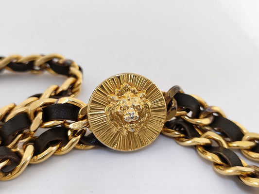 CHANEL Chain Belt Lion Motif Triple Belt