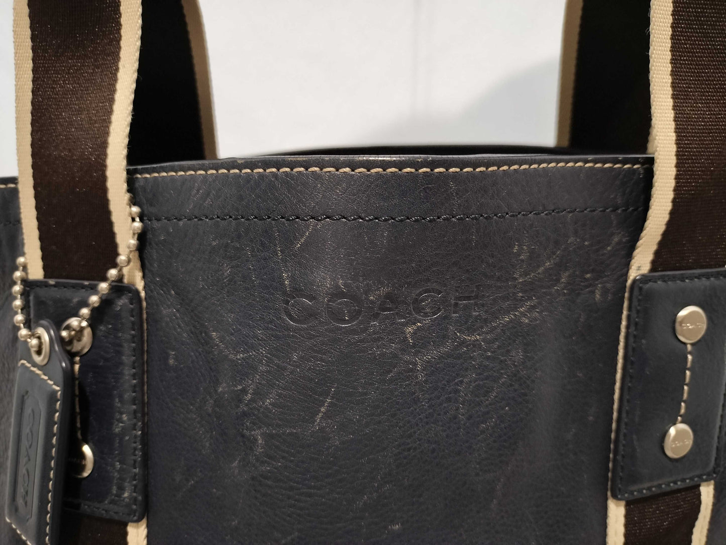 COACH F70558 Blue Leather Shoulder Bag