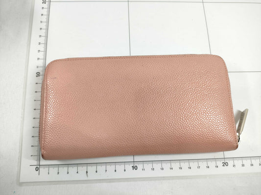 CHANEL Coco Mark Caviar Leather Long Wallet with Round Zipper, Pink