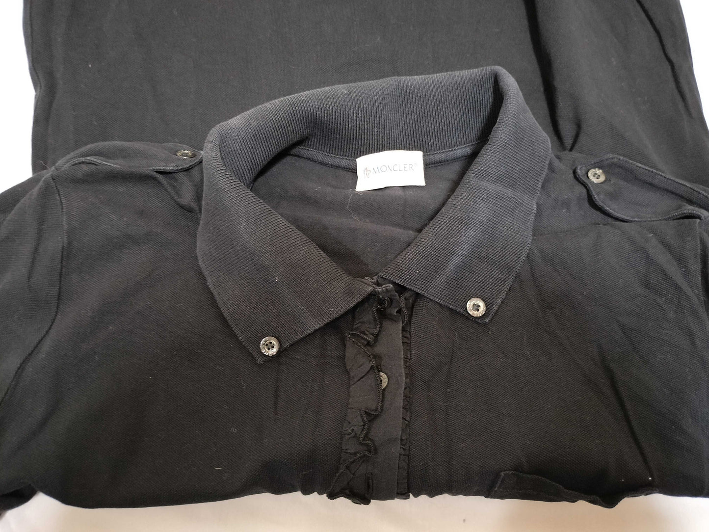 MONCLER Short Sleeve Ruffle Polo Shirt