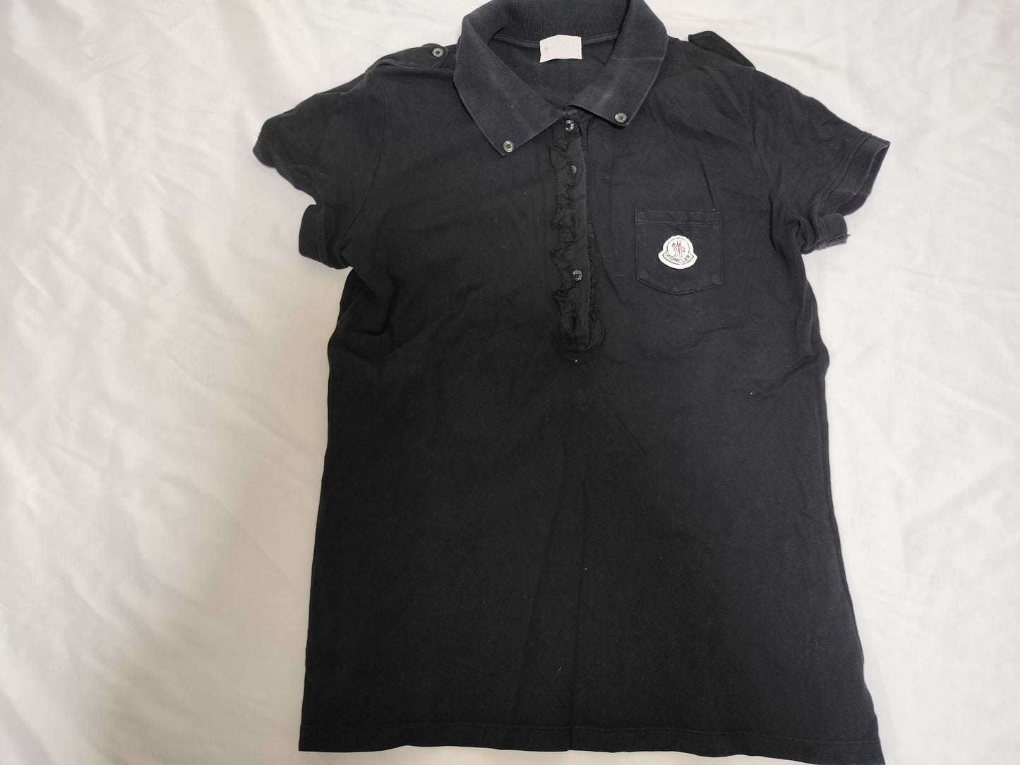 MONCLER Short Sleeve Ruffle Polo Shirt