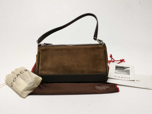 COACH Suede and Leather One-Shoulder Bag with Brush 7753 Shoulder Bag