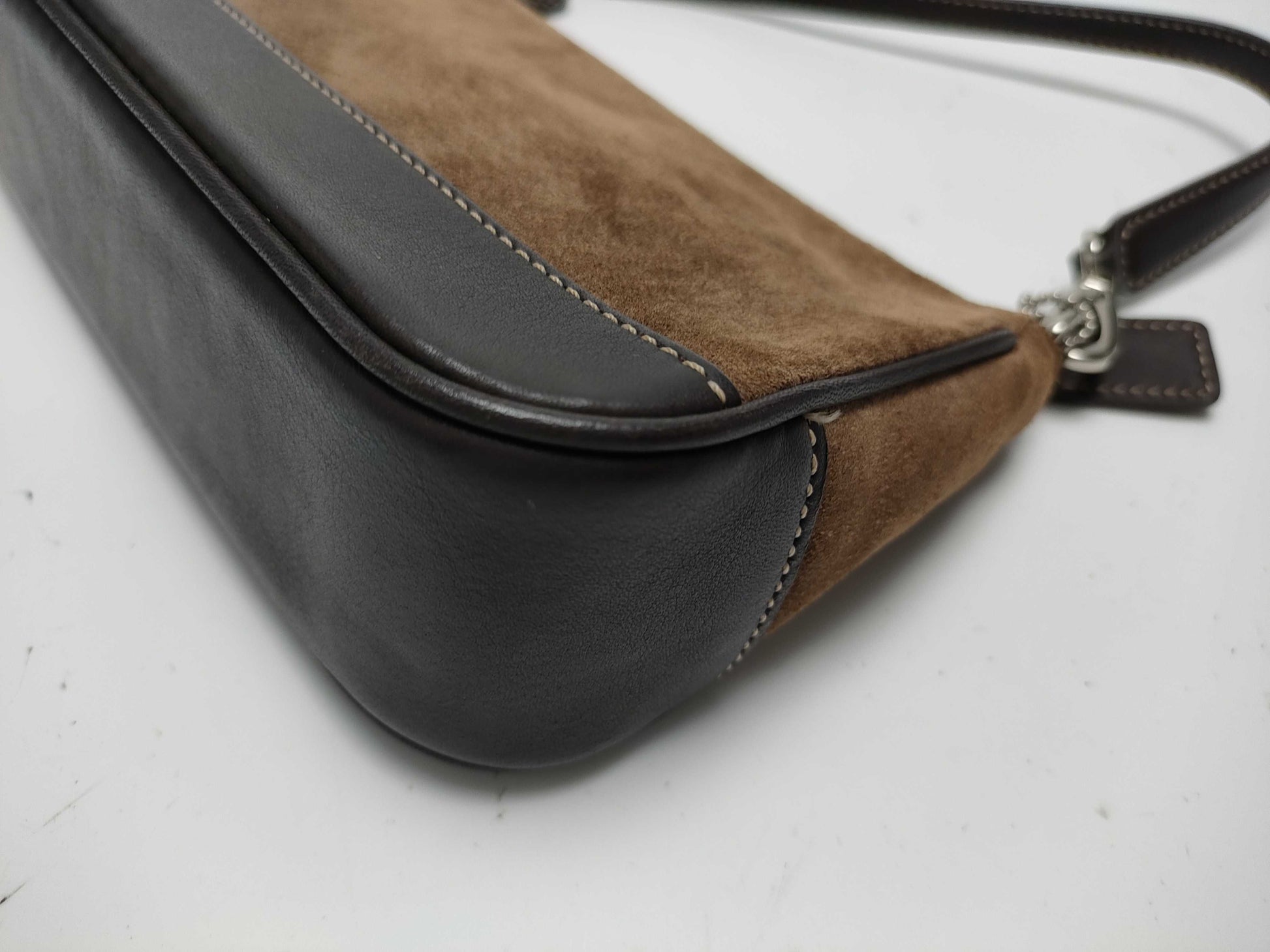 COACH Suede and Leather One-Shoulder Bag with Brush 7753 Shoulder Bag