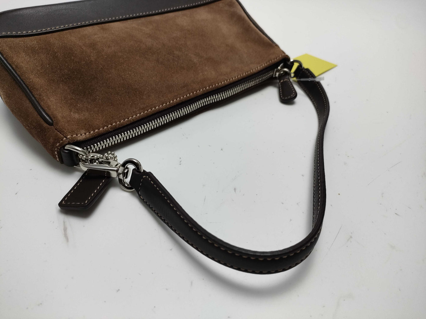 COACH Suede and Leather One-Shoulder Bag with Brush 7753 Shoulder Bag