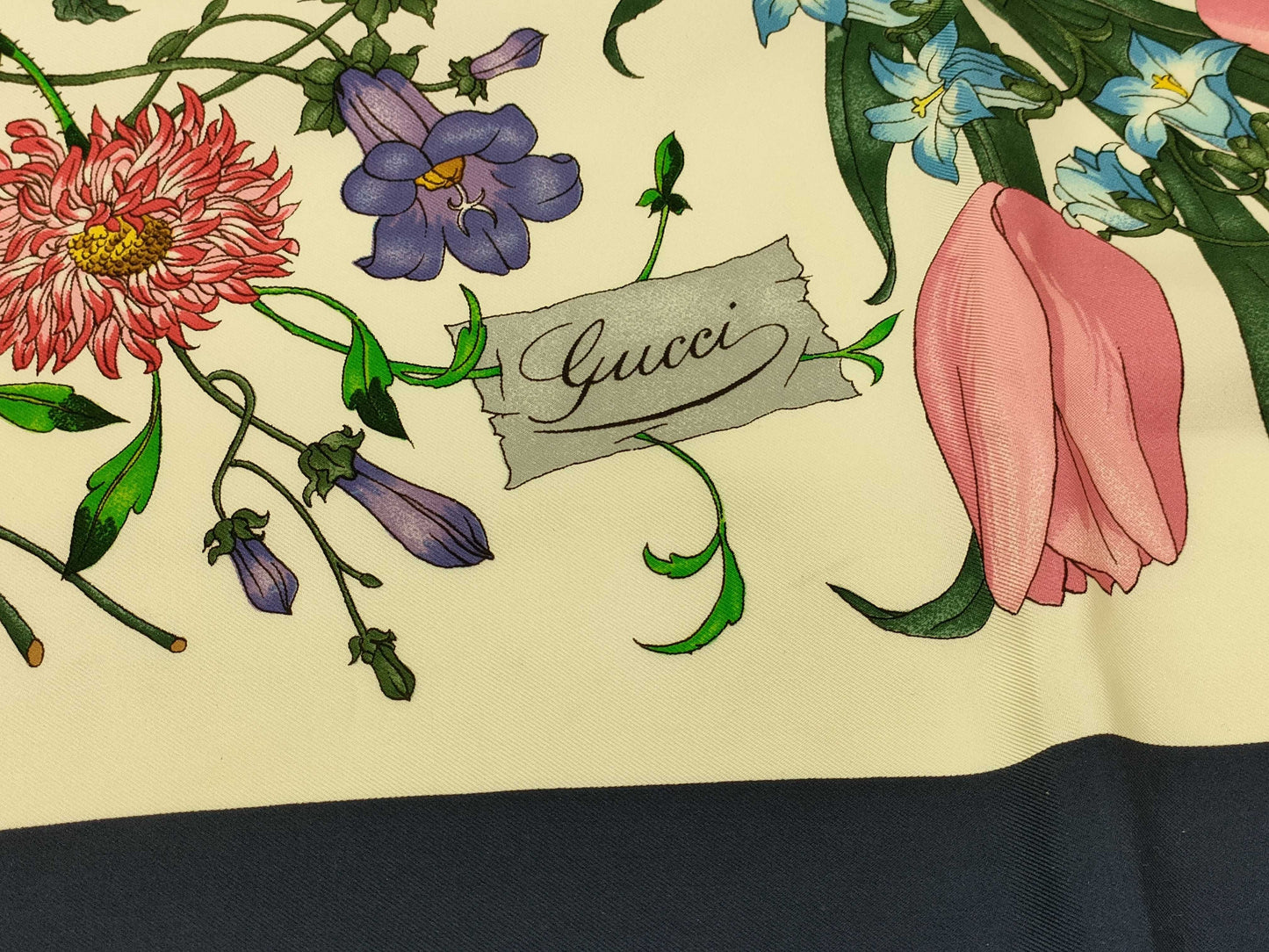 GUCCI Silk Scarf Floral Print Scarf