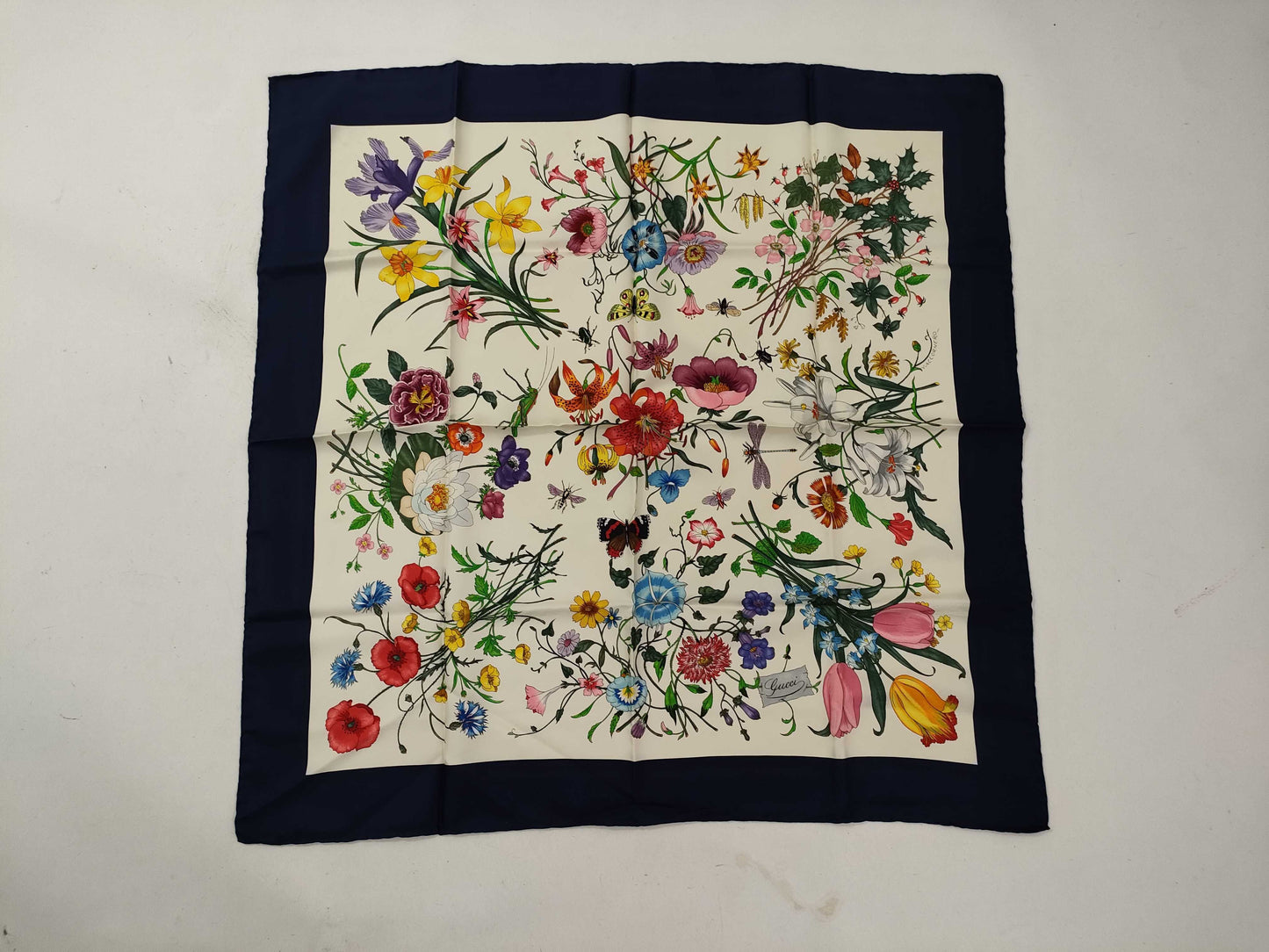 GUCCI Silk Scarf Floral Print Scarf