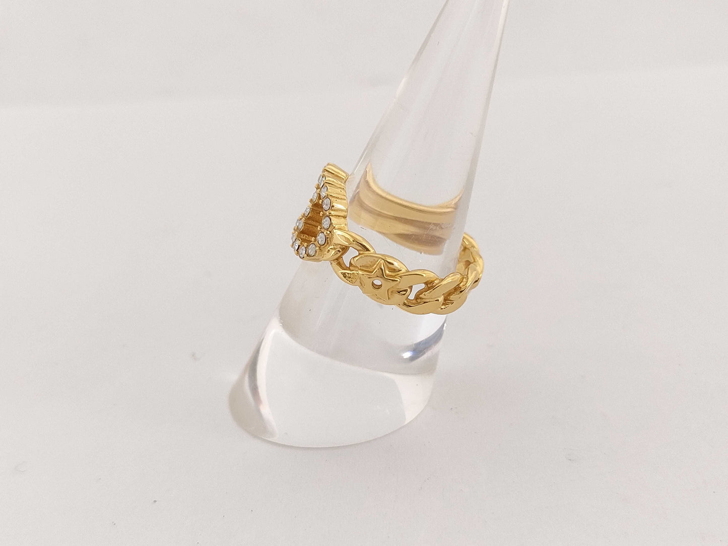 Dior logo rhinestone ring
