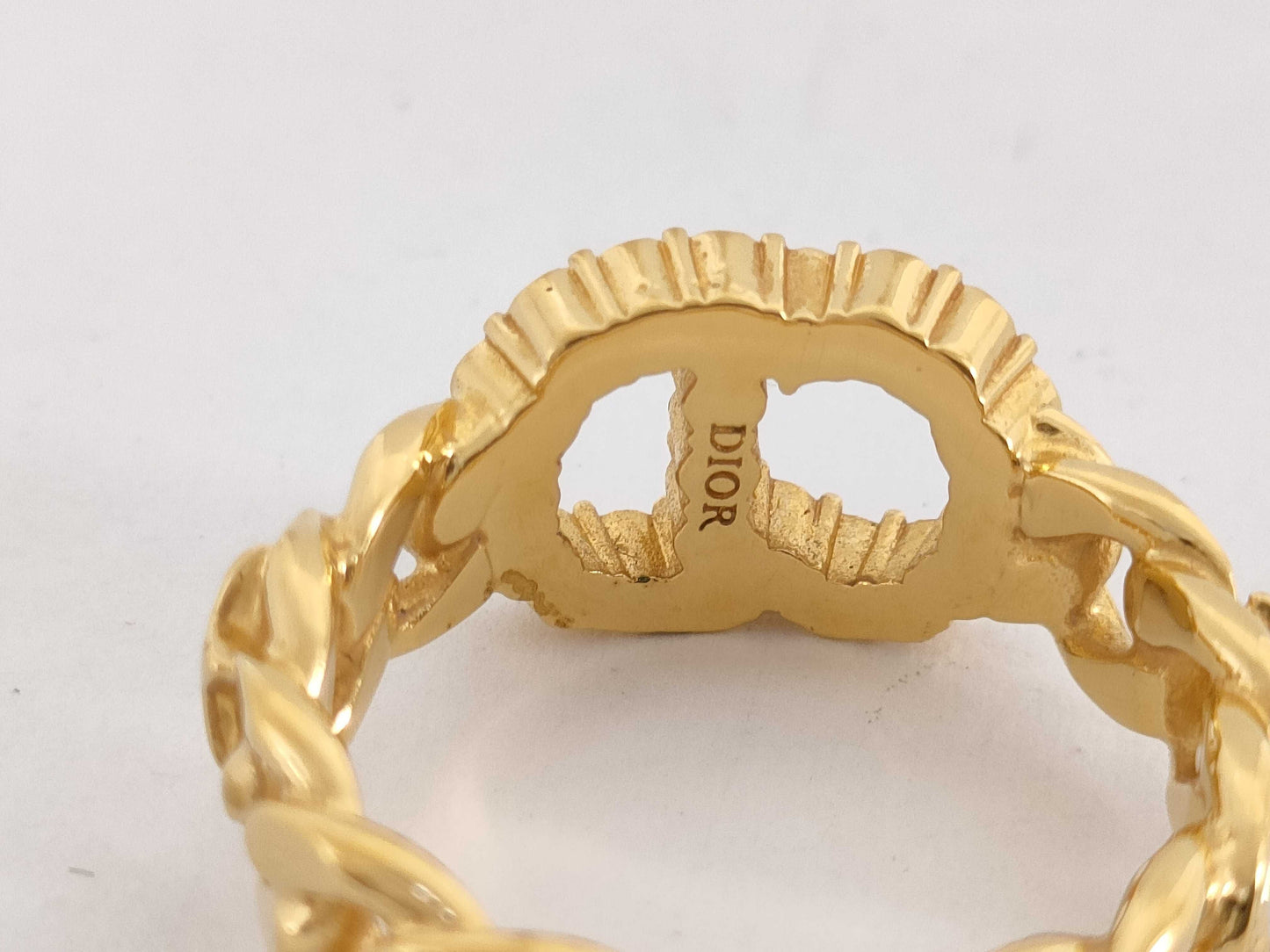 Dior logo rhinestone ring