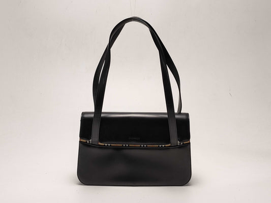 BURBERRY Leather x Nova Check Hand Shoulder Bag