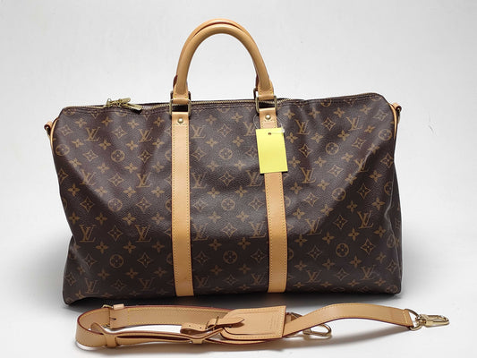 LOUIS VUITTON Monogram M41416 Keepall Bandouliere 50 Boston Bag with Missing Screws
