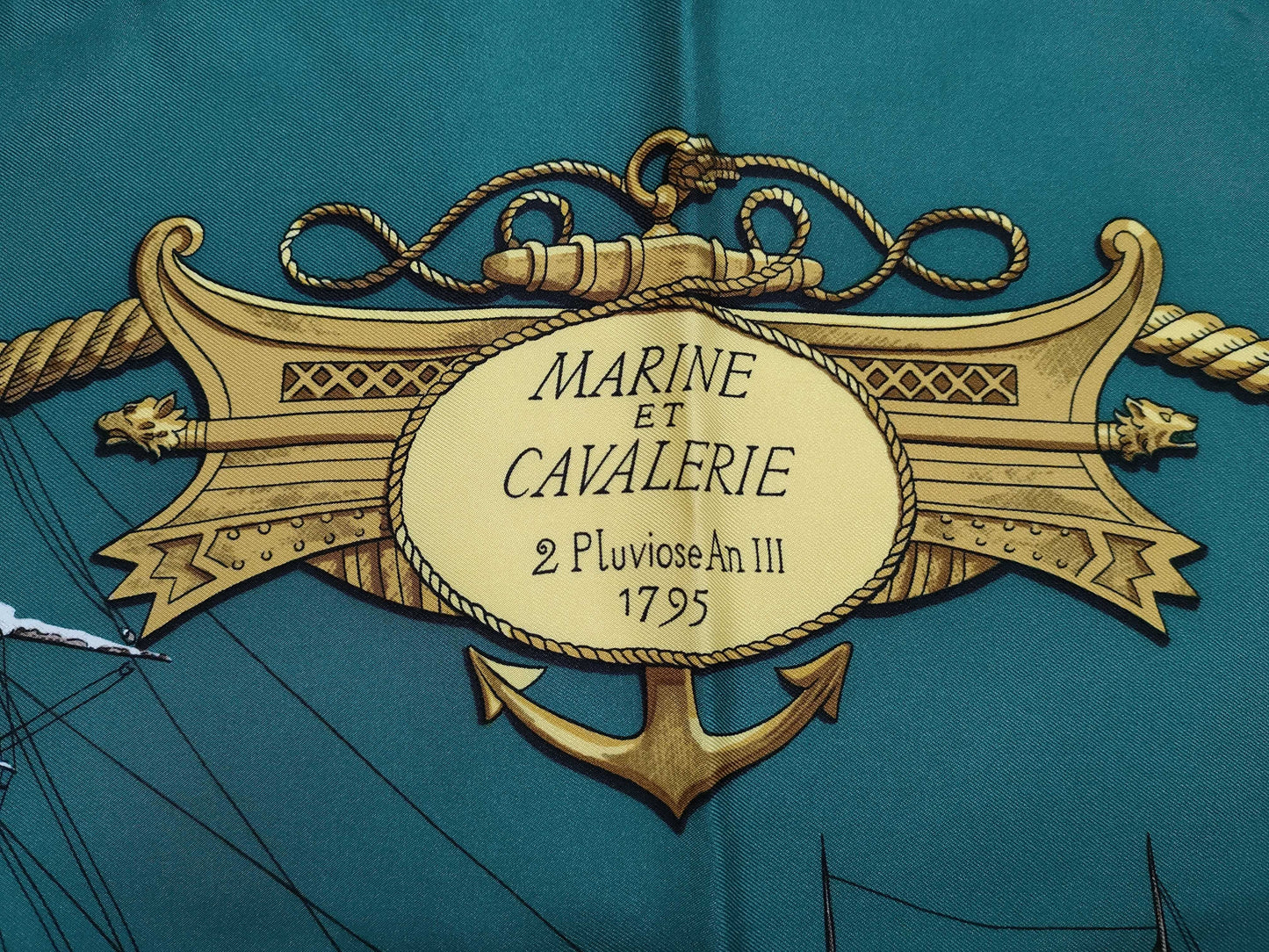 HERMES Carré 90 Marine et Cavalerie Scarf