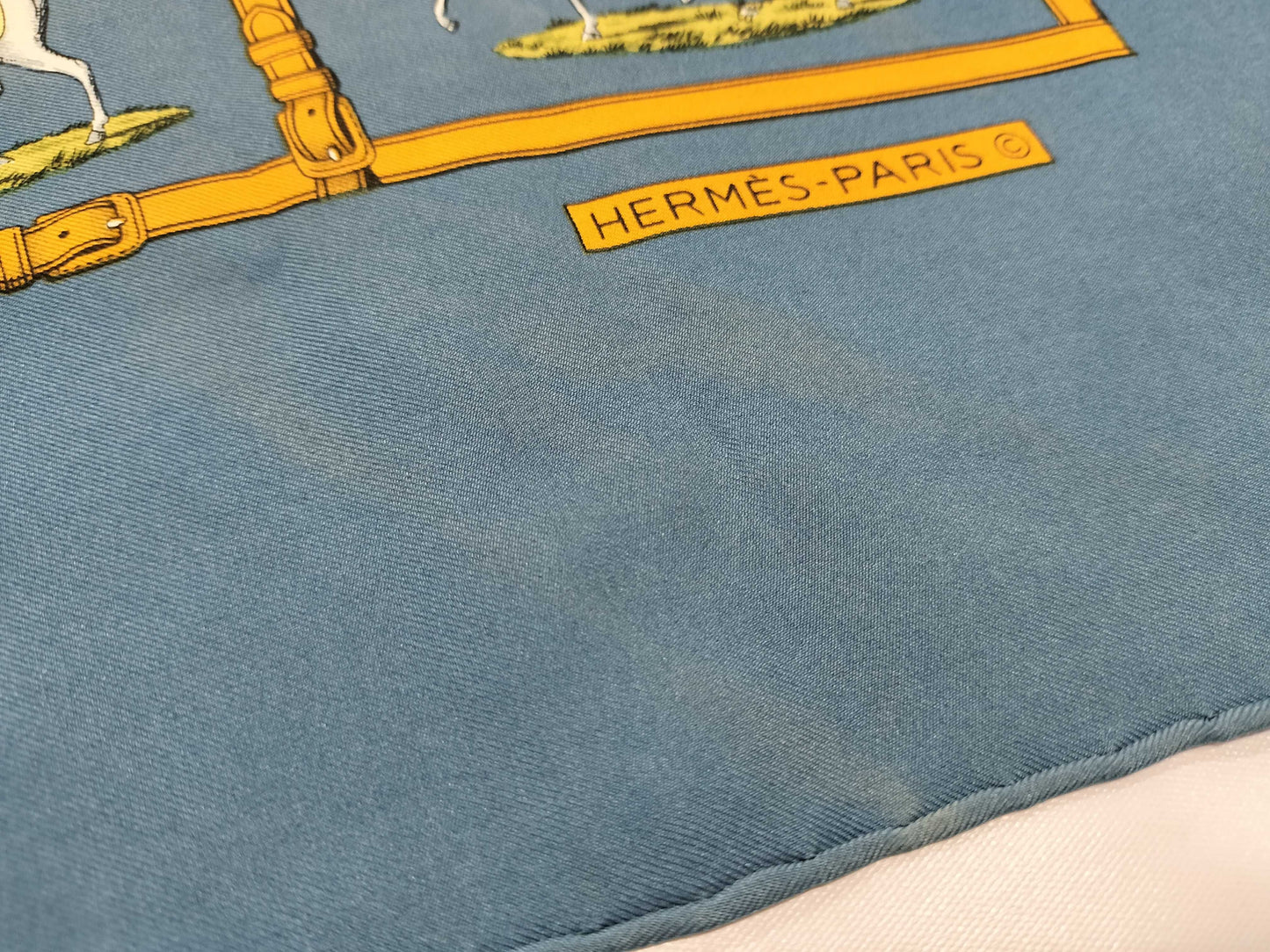 HERMES Carré 90 Horse Blanket Blue Scarf